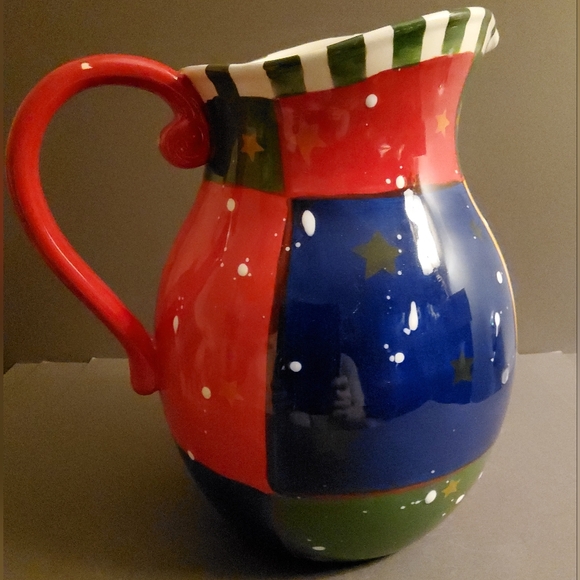Colorful Handpainted Ceramic StoneLite Pitcher - Picture 2 of 4